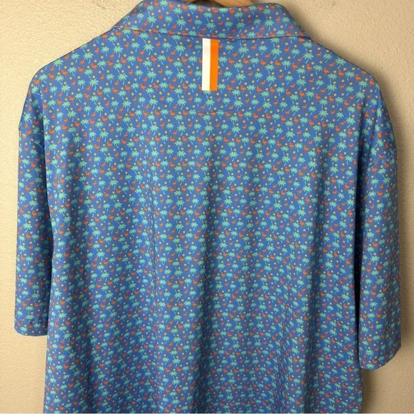 Rhoback Men’s The Snowbird Palm Tree & Flamingos Golf Polo - Picture 7 of 8